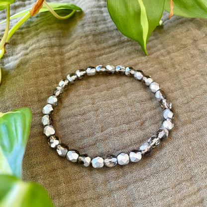 Glass Stretch Bracelets, Greys